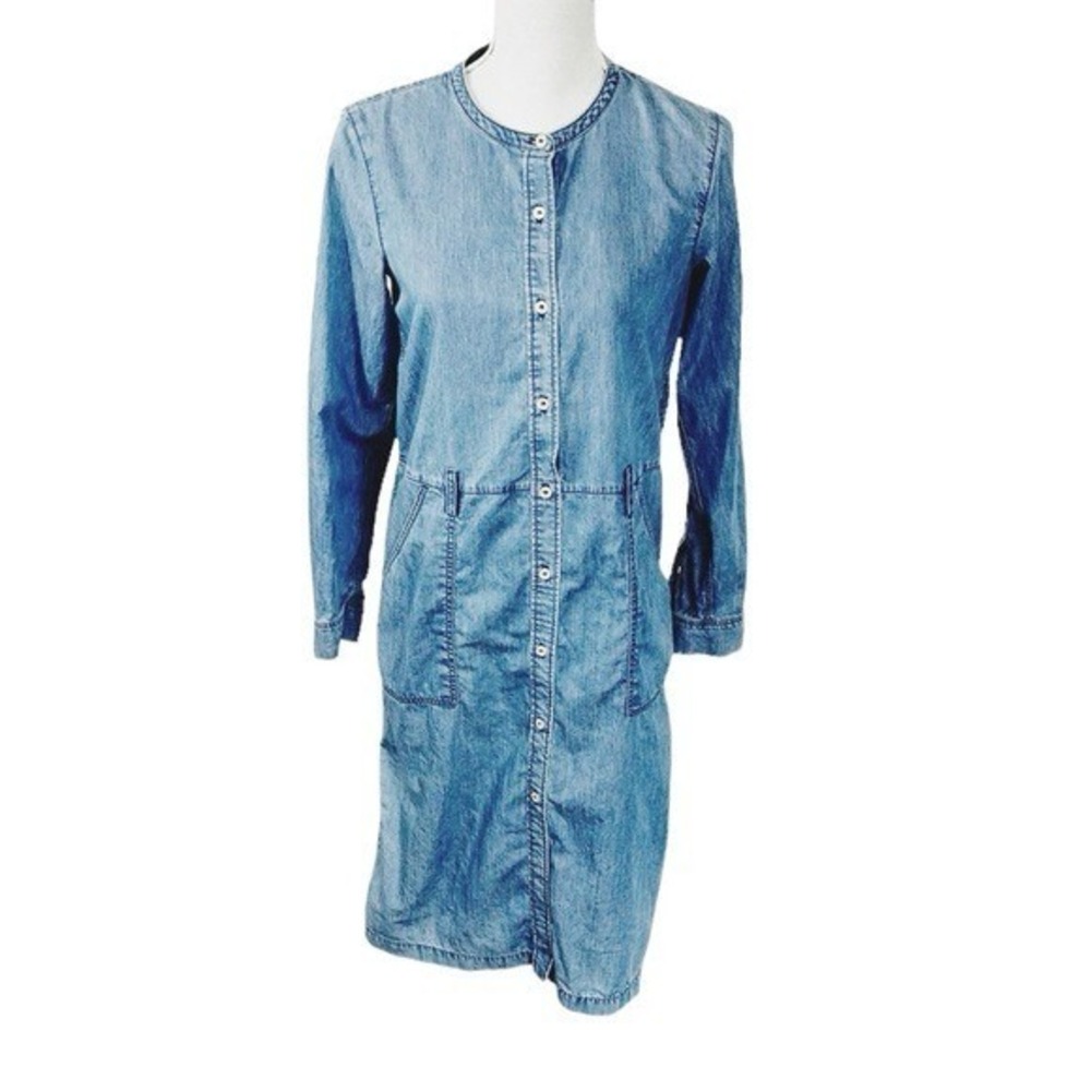 Theory Chambray Shirt Dress‎ Women's 4 Blue Button Front  FLAW